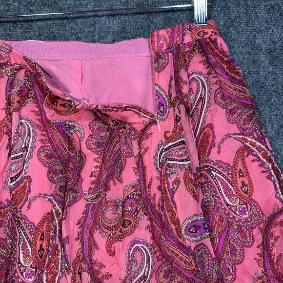 J Crew Skirt Womens 4 A Line Pink Purple Paisley Silk Print Lined Back Zipper - Picture 8 of 8
